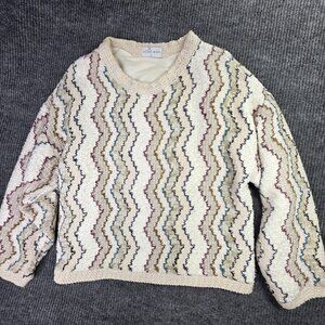 Vintage Allen Wah Sweater Mens Medium Chevron Textured Pullover Lined Artsy Y2K